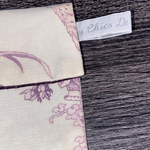 Les Chics de Claire Paris Small Canvas Make Up Cosmetic Bag Wallet Floral - Picture 7 of 10